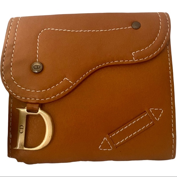 Dior Handbags - Like New.!! Christian Dior Brown leather Saddle Wallet..